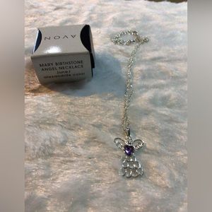 Woman’s angle June birthday necklace alexandrite color